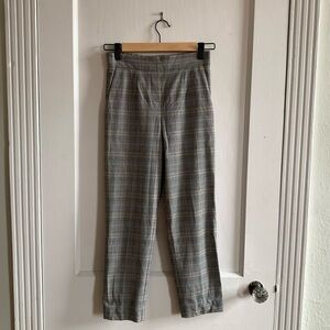 Aritzia Babaton Grey Plaid Trousers
